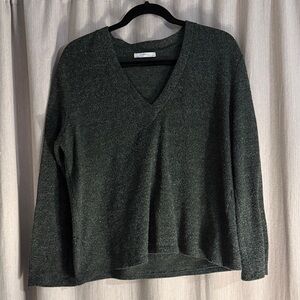 Zara Dark Green V-Neck Sweater